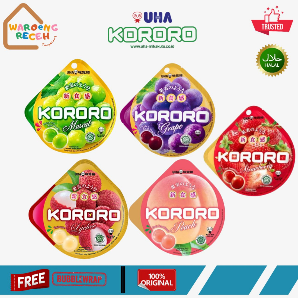 Kororo Jelly Candy Grape Muscat Strawberry Peach Lychee 40 Gr