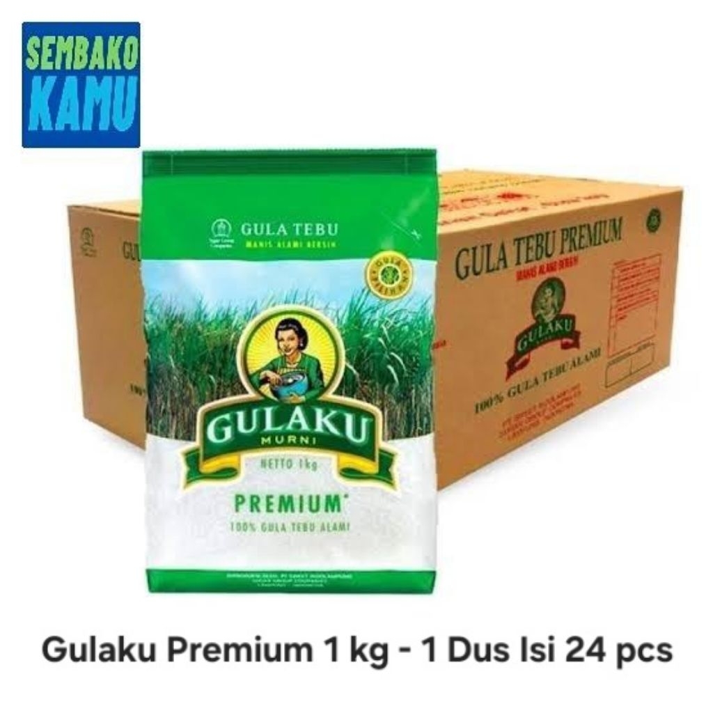 Gula Pasir Gulaku Hijau Premium 1 kg - 1 Dus Isi 24 pcs