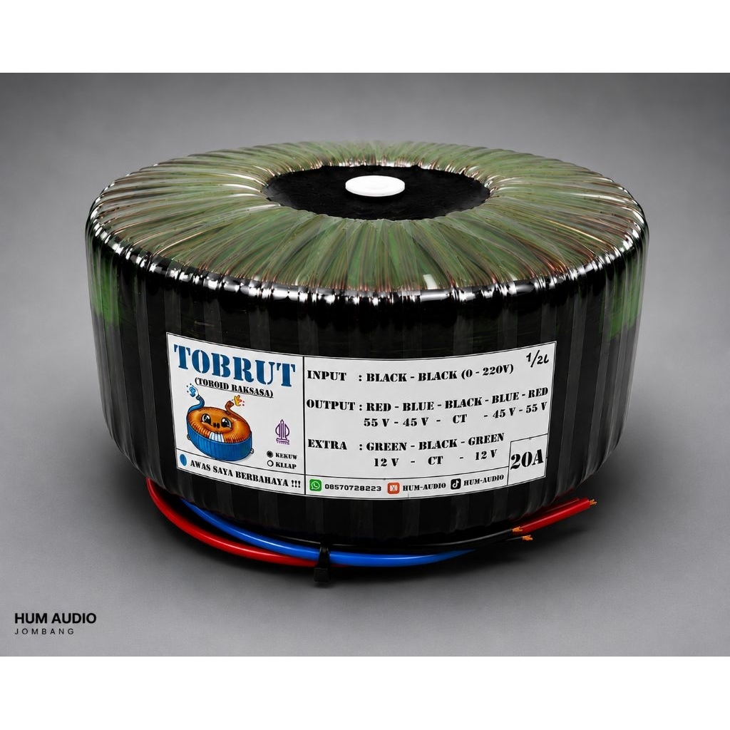 TRAFO TOROID DONAT 20A CT 45-55V MURNI.
