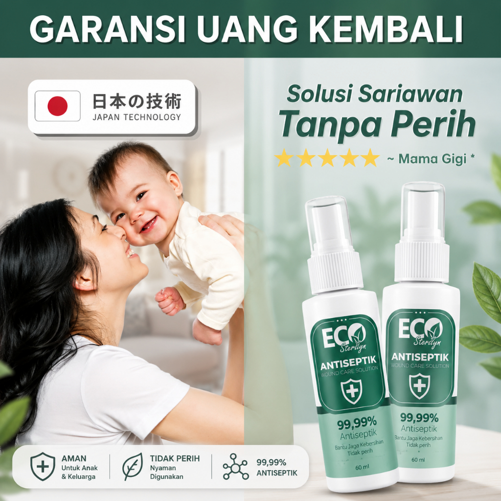 Obat Sariawan Anak Bayi/Toddler Tanpa Perih~HOSPITAL GRADE (ECO STERILYN - SPRAY HOCl 175PPM) - Obat