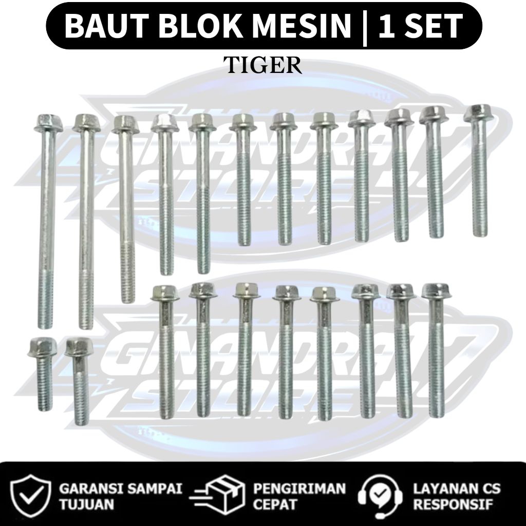 Baut Blok Mesin 1 SET Honda Tiger / Baut Blok Mesin 1SET Motor Tiger
