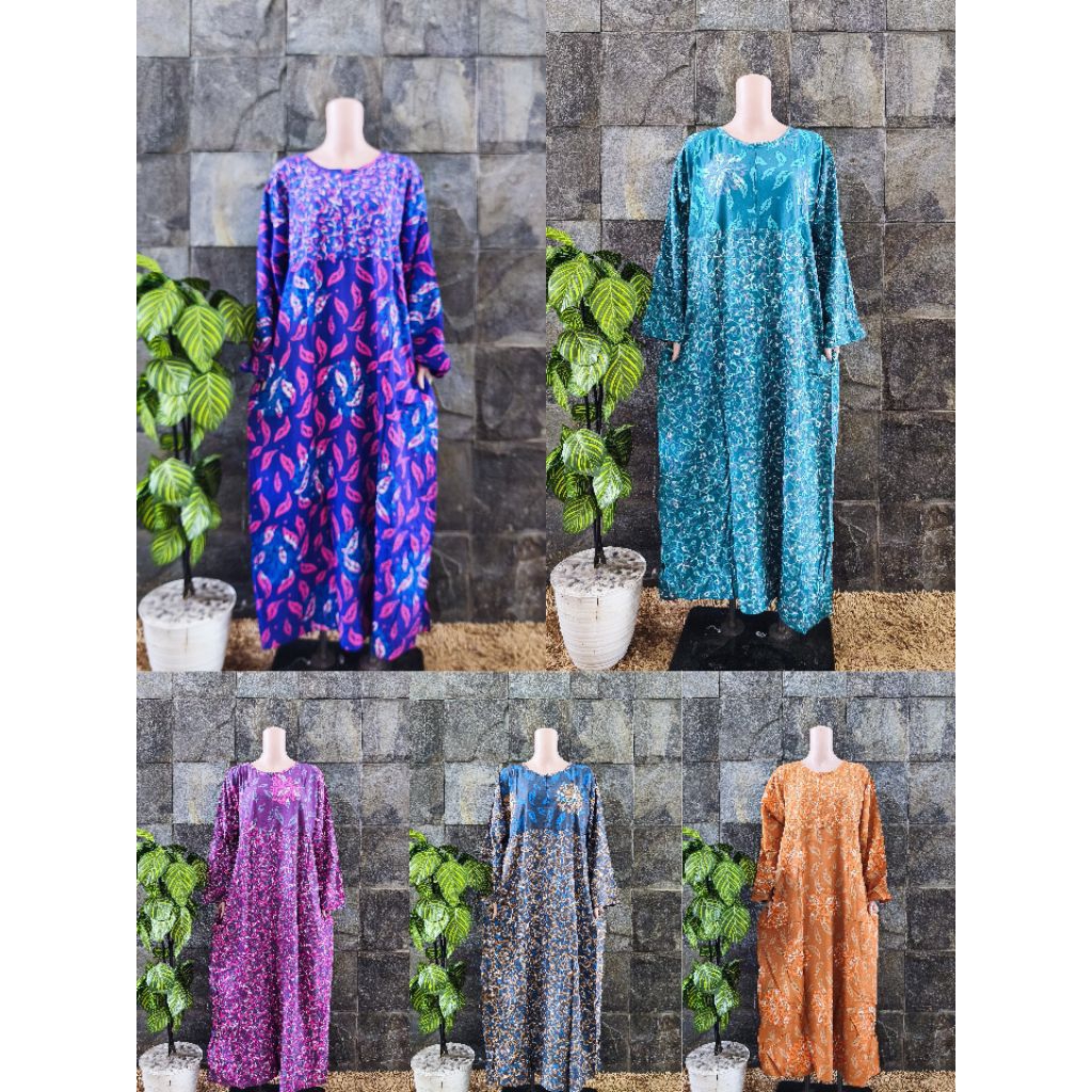 {LD 126-130 CM} Daster Huza Batik Pekalongan Longdress || L Jumbo Resleting