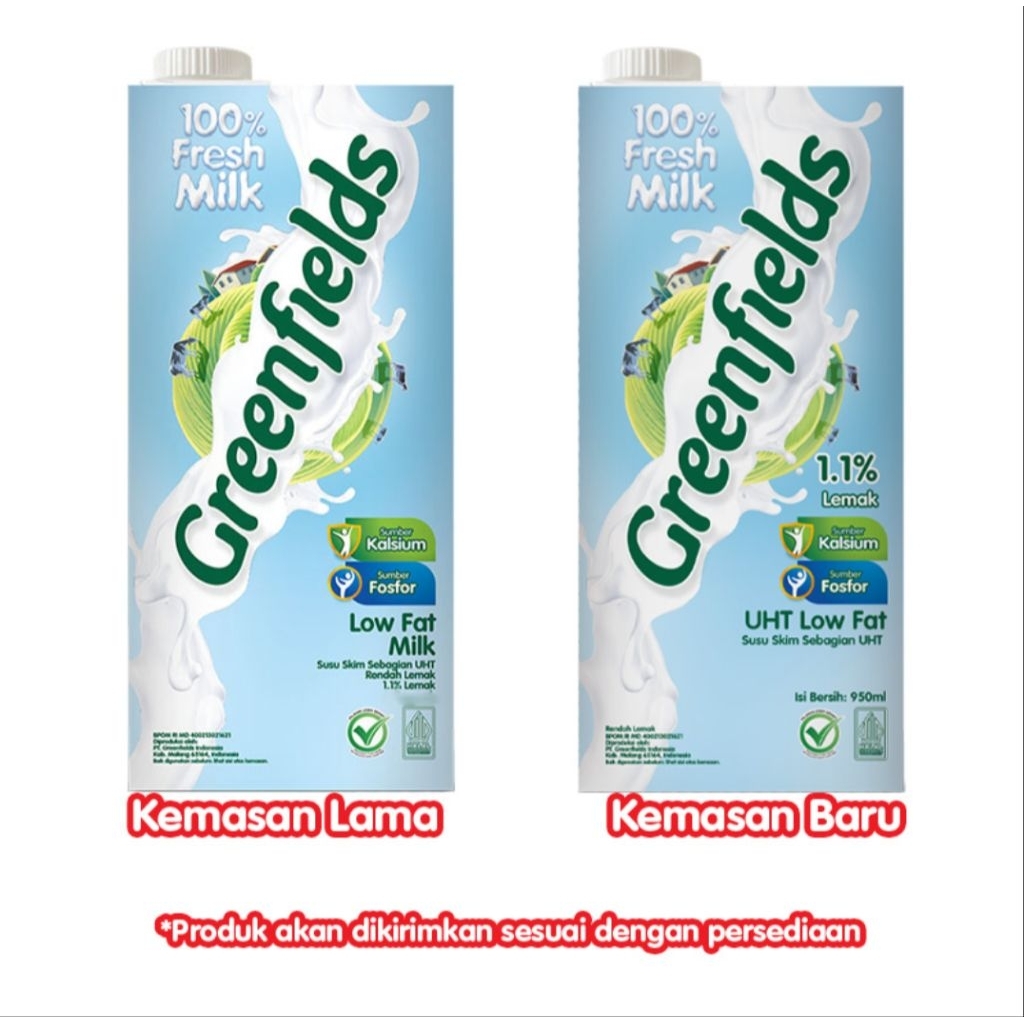 Greenfields Susu UHT Rendah Lemak Kotak 950 ml