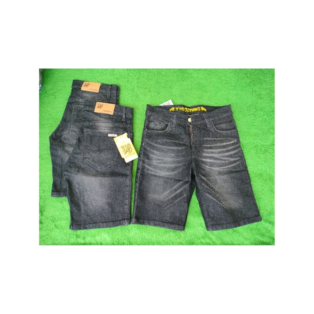 "pendek hitam polos" celana jeans pria pendek motif polos