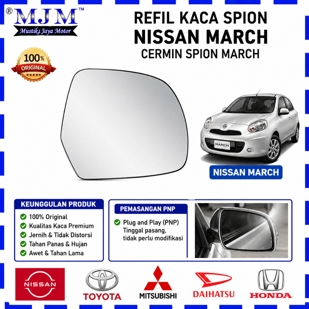 Refil kaca spion nissan march cermin spion march
