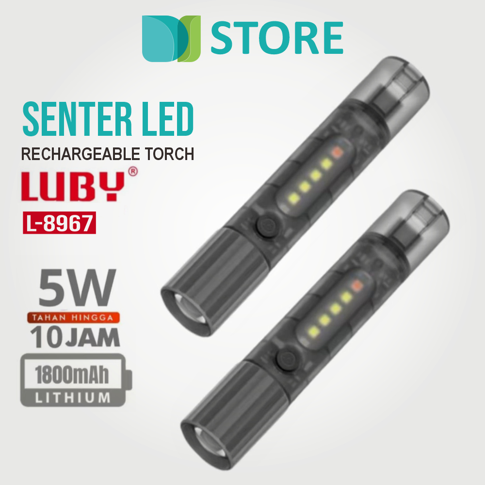 Senter Mini LED Luby Rechargeable 5Watt Lithium Baterai 1800mAh