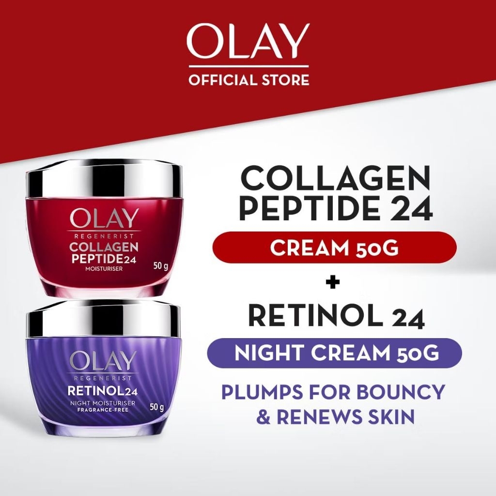 Olay Bundling Regenerist siang 50g dan Olay Retinol malam 50g