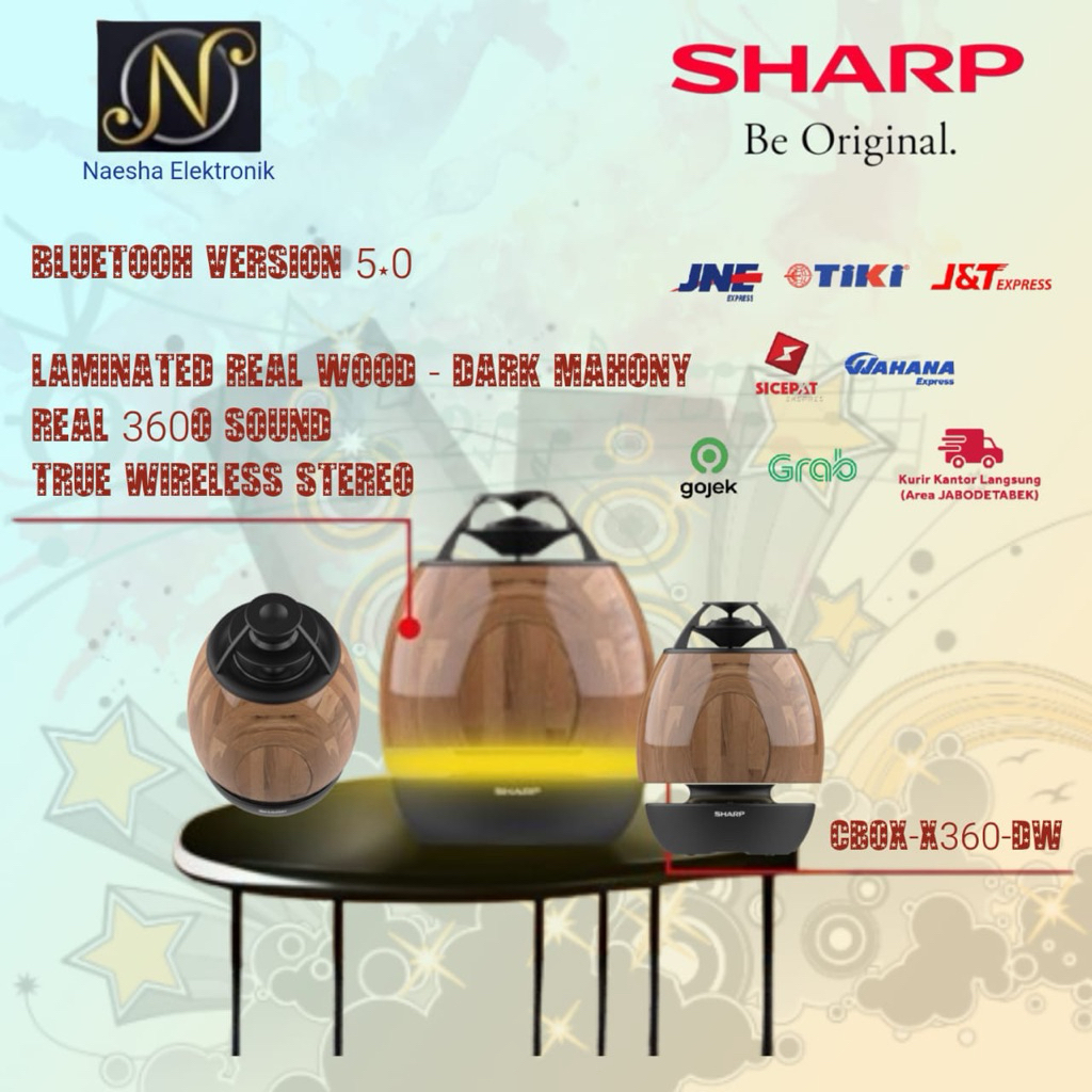 Sharp CBOX-X360 Speaker Bluetooth Aktif 55W - Coklat Putih