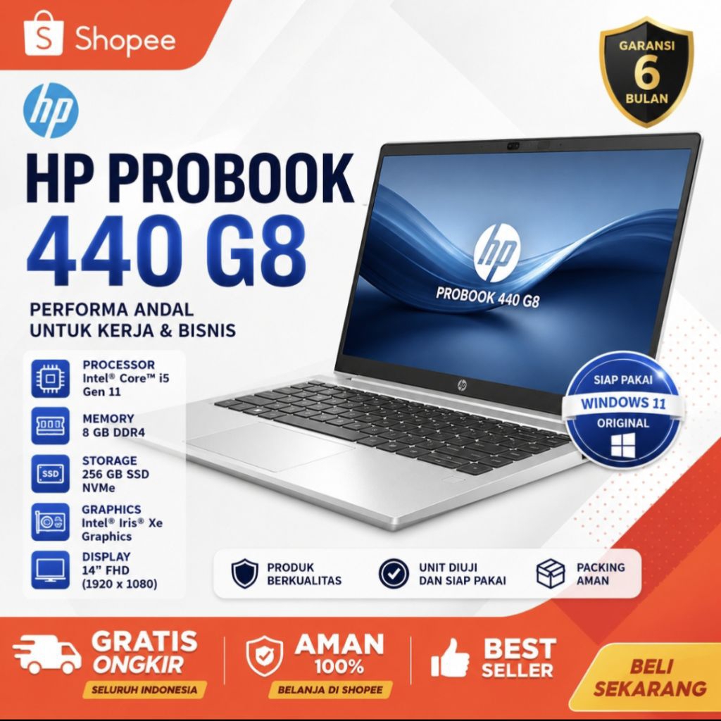 HP PROBOOK 440 G8 i5 GEN 11 RAM 8 SSD 256