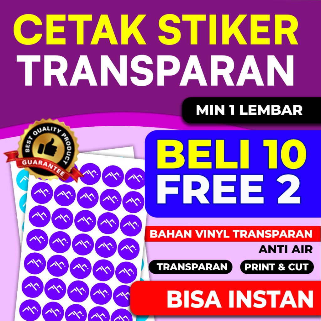 Cetak Stiker Transparan A3+ Murah