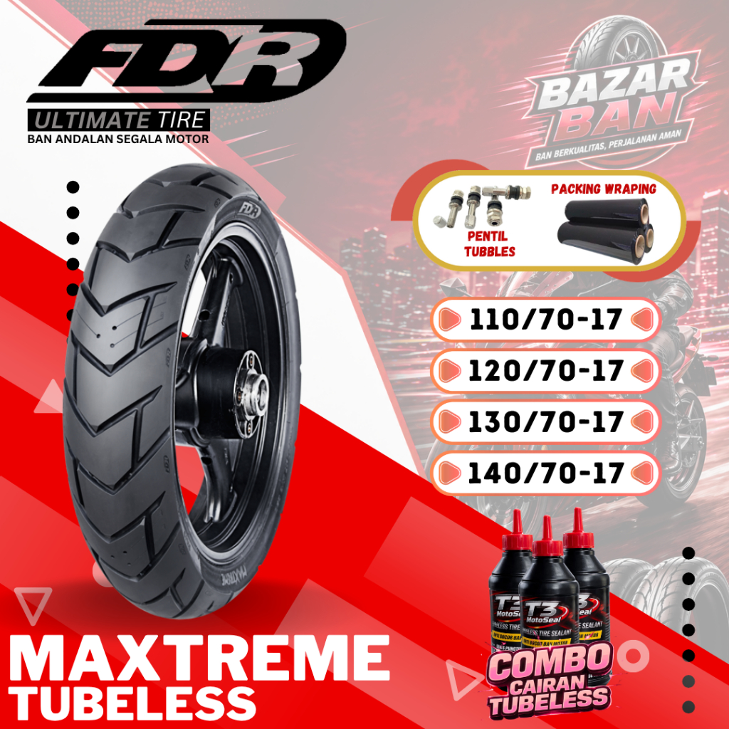(PRODUKSI TERBARU) BAN FDR MAXTREME TUBELESS RING 17 ( 110/70-17 / 120/70-17 / 130/70-17 / 140/70-17