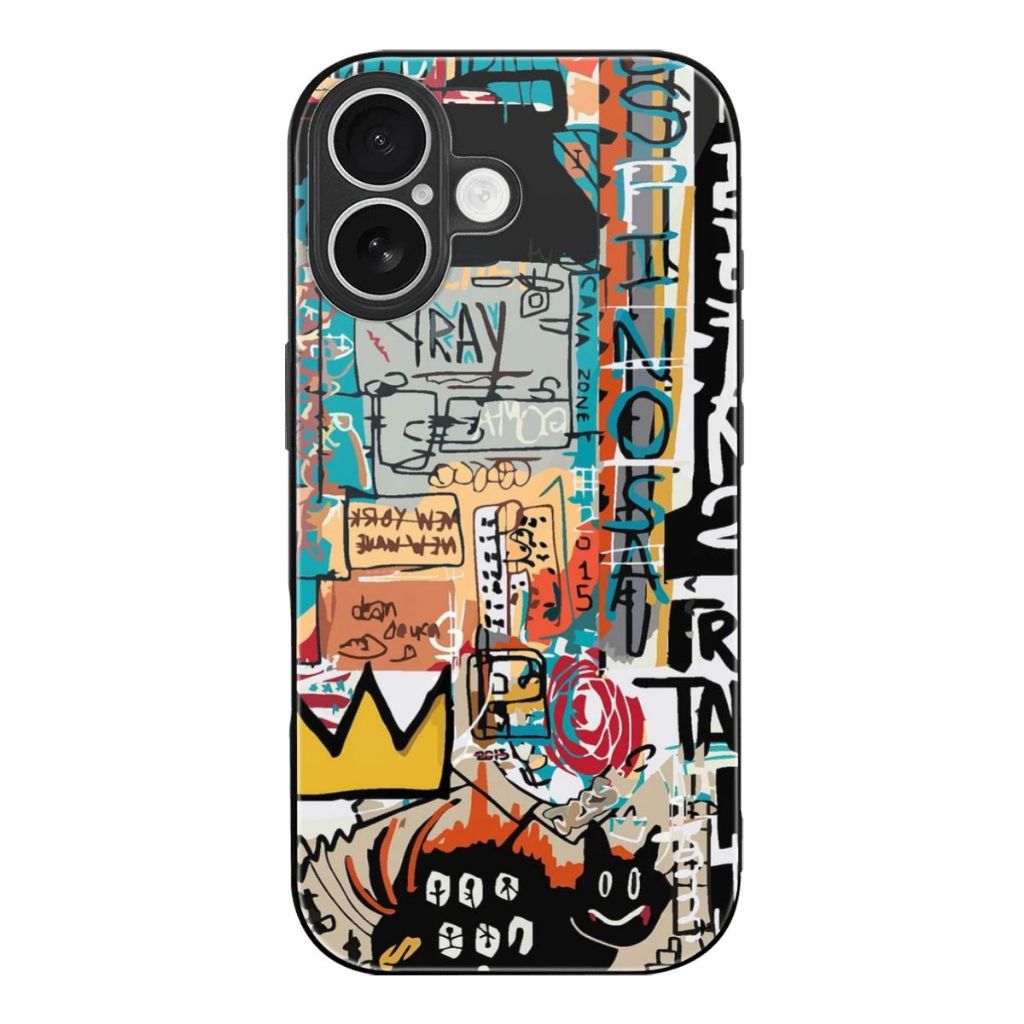Soft Case Graffiti Basquiat iPhone 11 13 15 16 Pro Max 17 Air 14 Plus 12 Mini Xr Xs 7 8 SE 16e IP56 