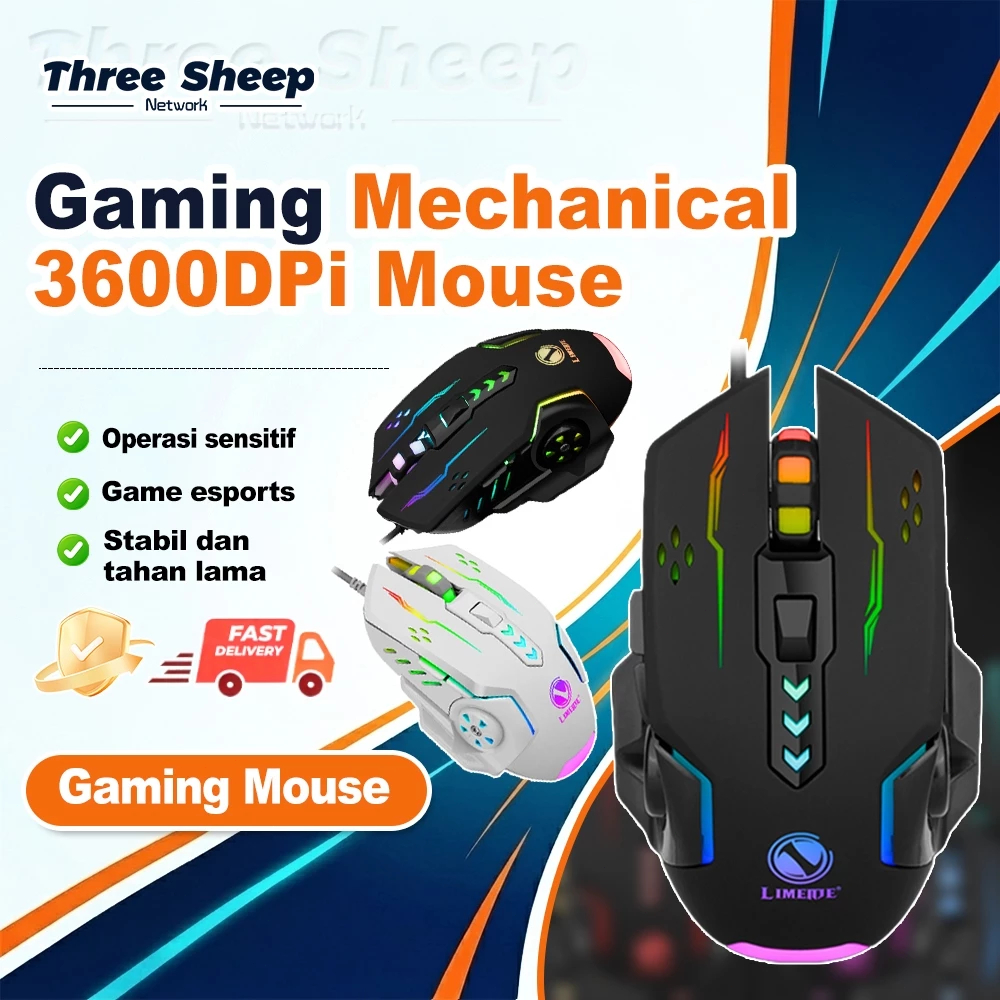 Three Sheep Network Gaming Mouse Macro PB Original RGB 3600 DPI Programmable & 7 Lighting Effect V7
