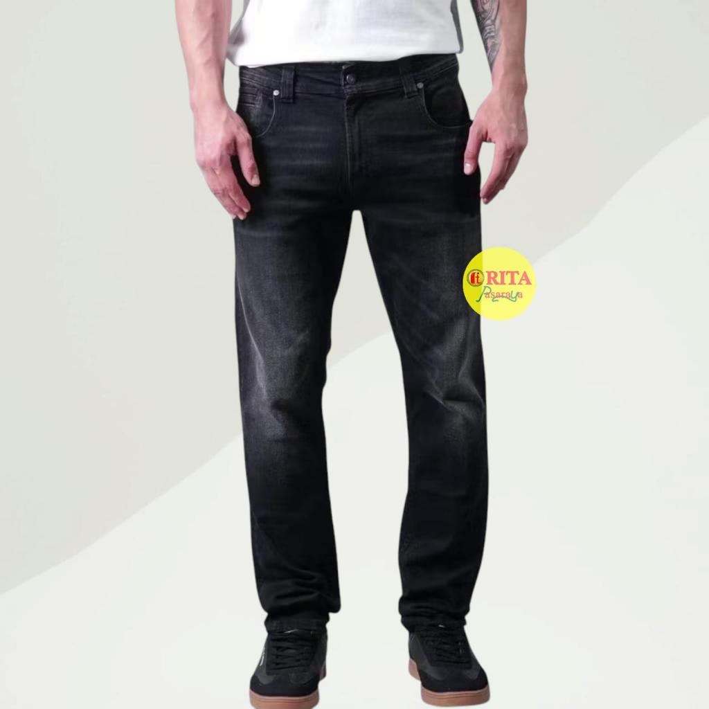 Lois Celana Jeans Pria Size Reguler Hitam, Bahan Tebal/Celana Jeans Pria