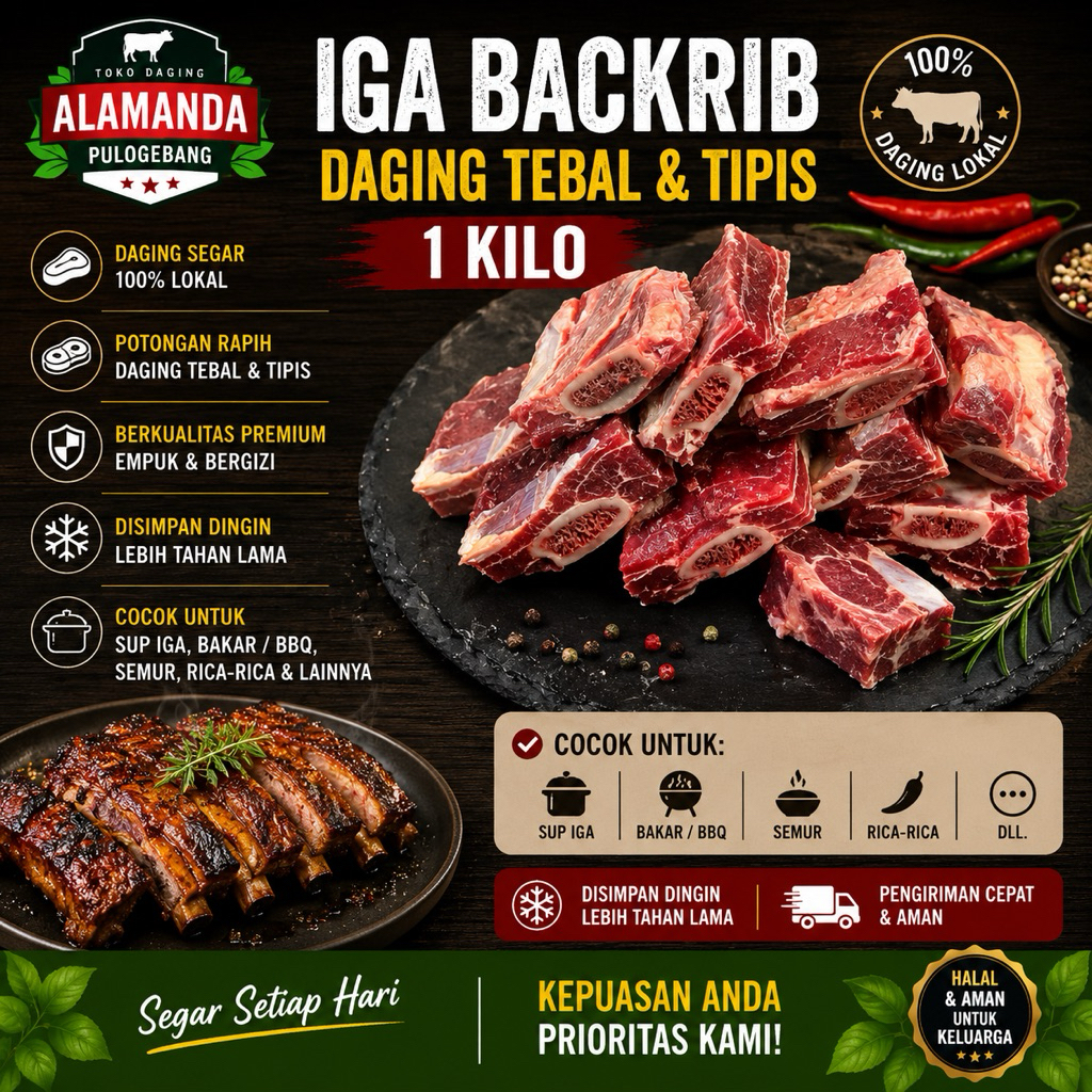 Iga sapi lokal backrib 1 kg