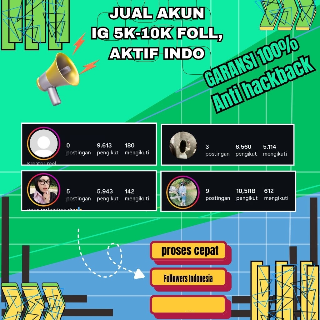 AKUN IG 5000+ - 10.000 foll aktif INDO