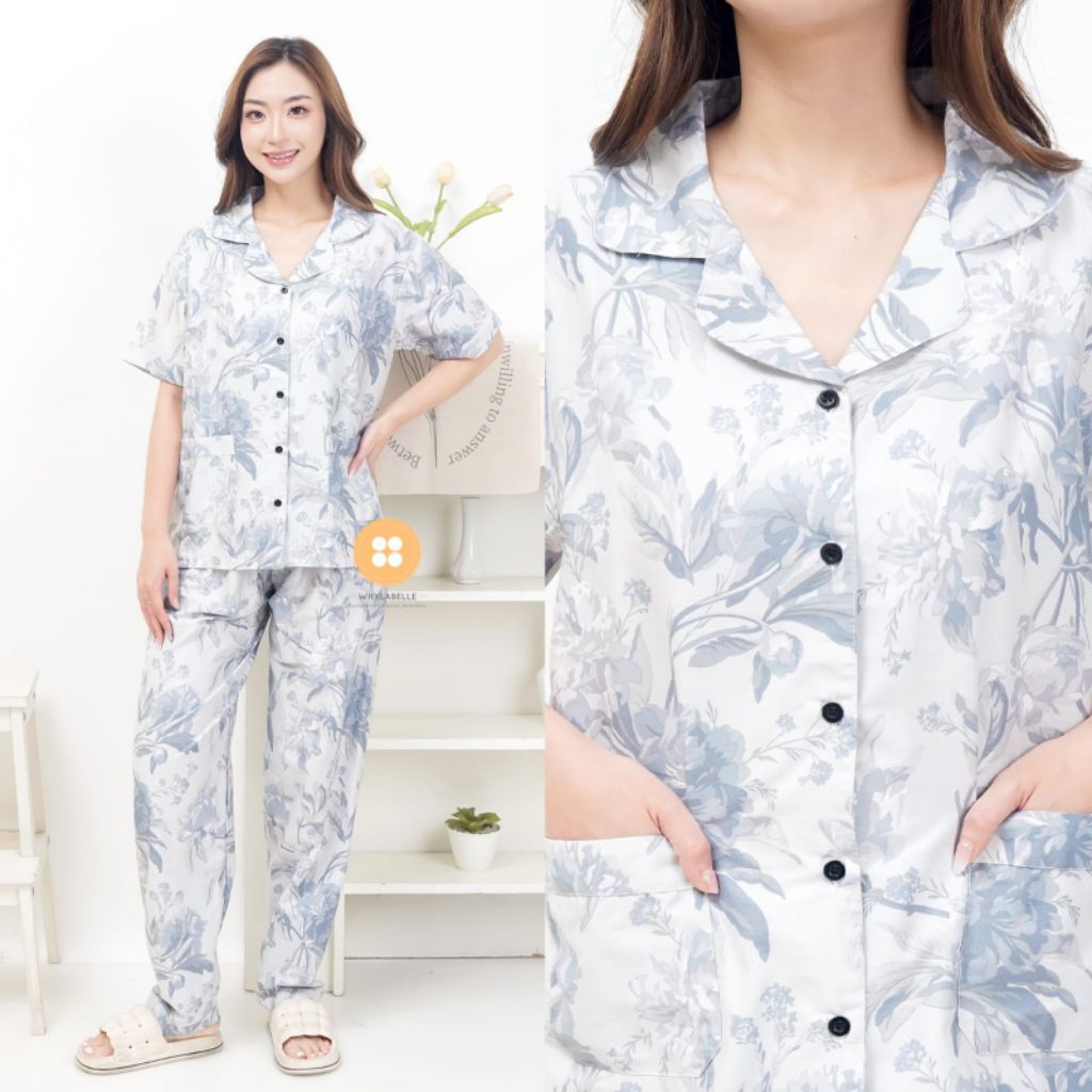 WHY.LABELLE baju tidur piyama katun Jepang murni motif ELINE