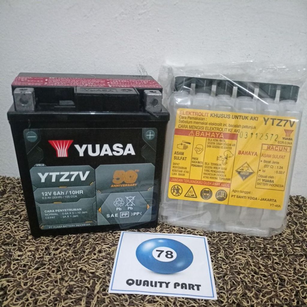Aki Kering YUASA Original YTZ 7V 12V 6Ah.