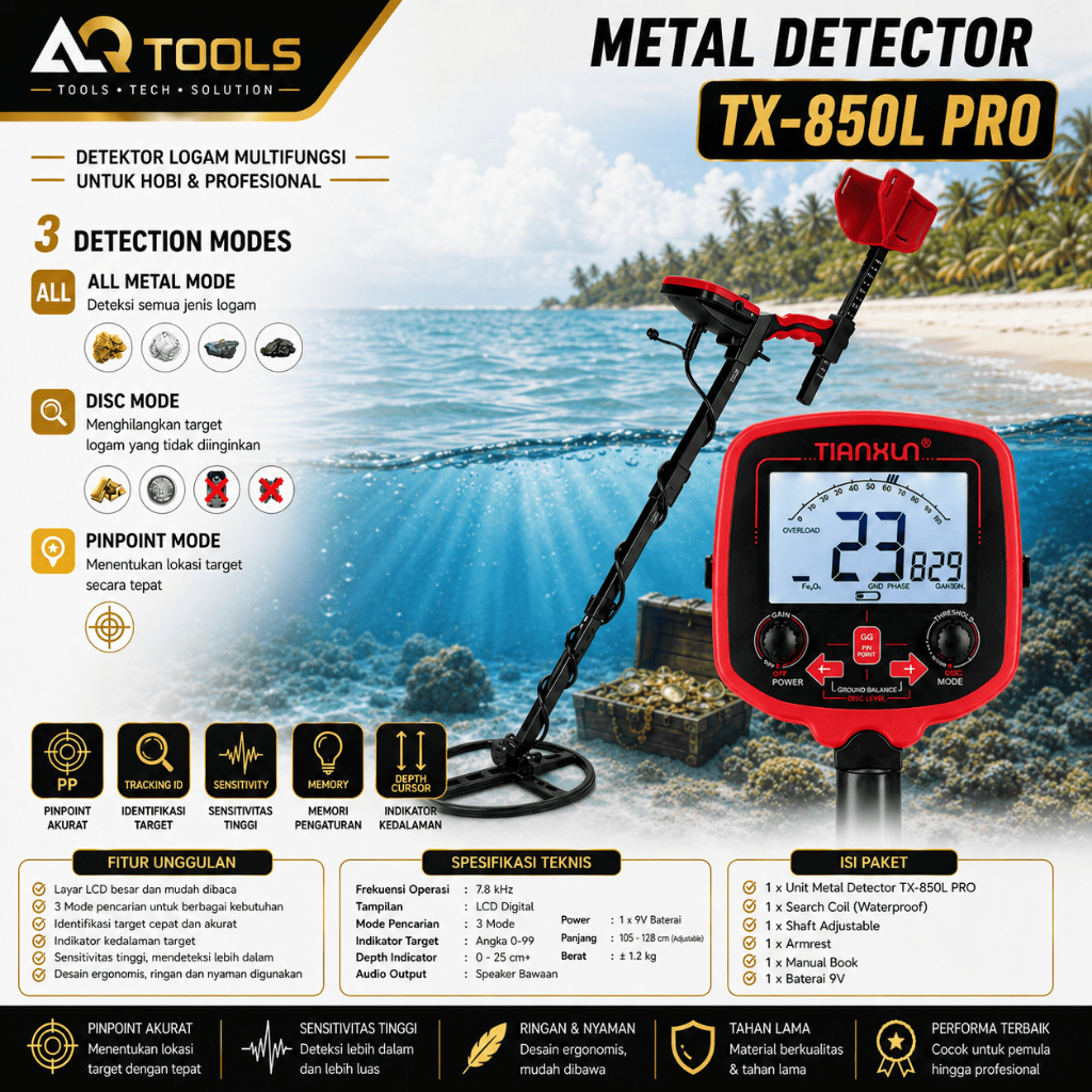 METAL DETECTOR TIANXUN TX850 ORIGINAL | ALAT PENCARI EMAS UNDERGROUND DETEKSI LOGAM GOLD SILVER AKUR