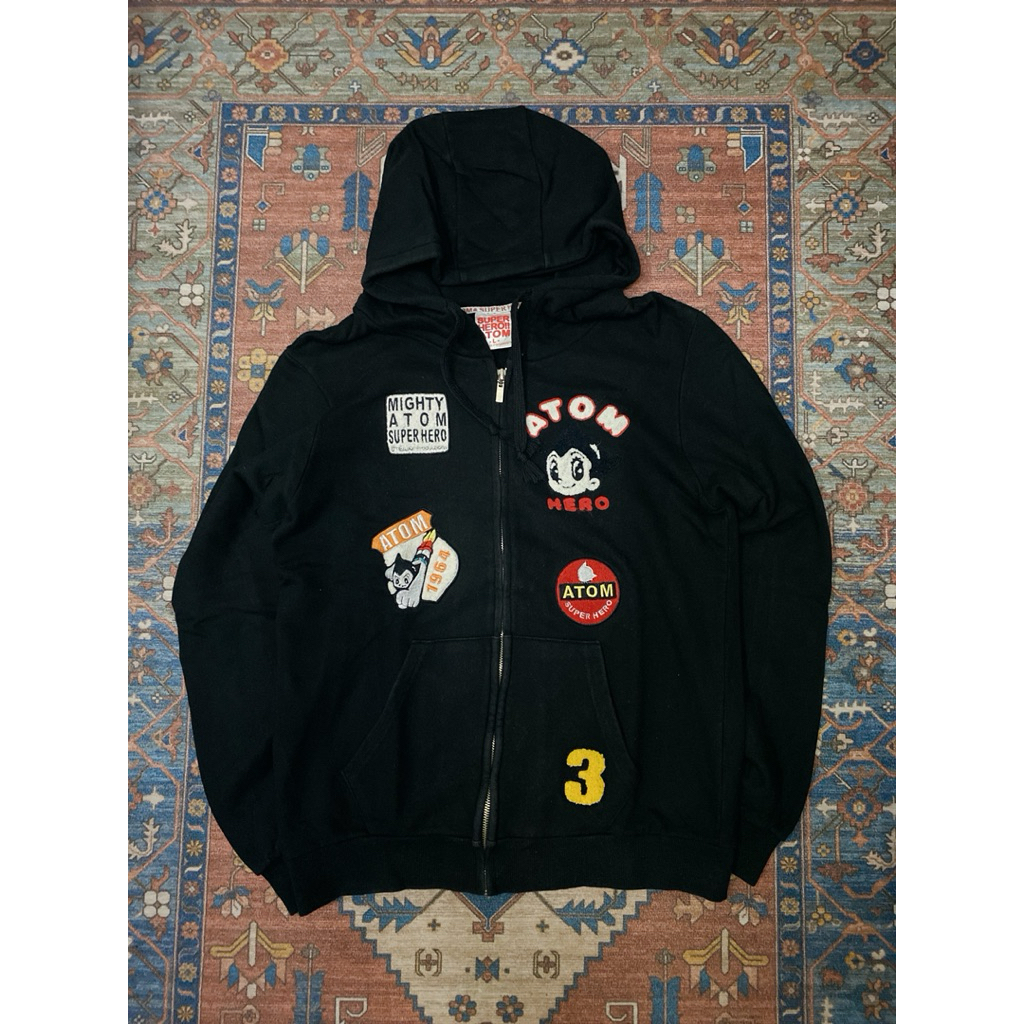 Super Hero Atom | Zip Hoodie Astro Boy | Warna Hitam