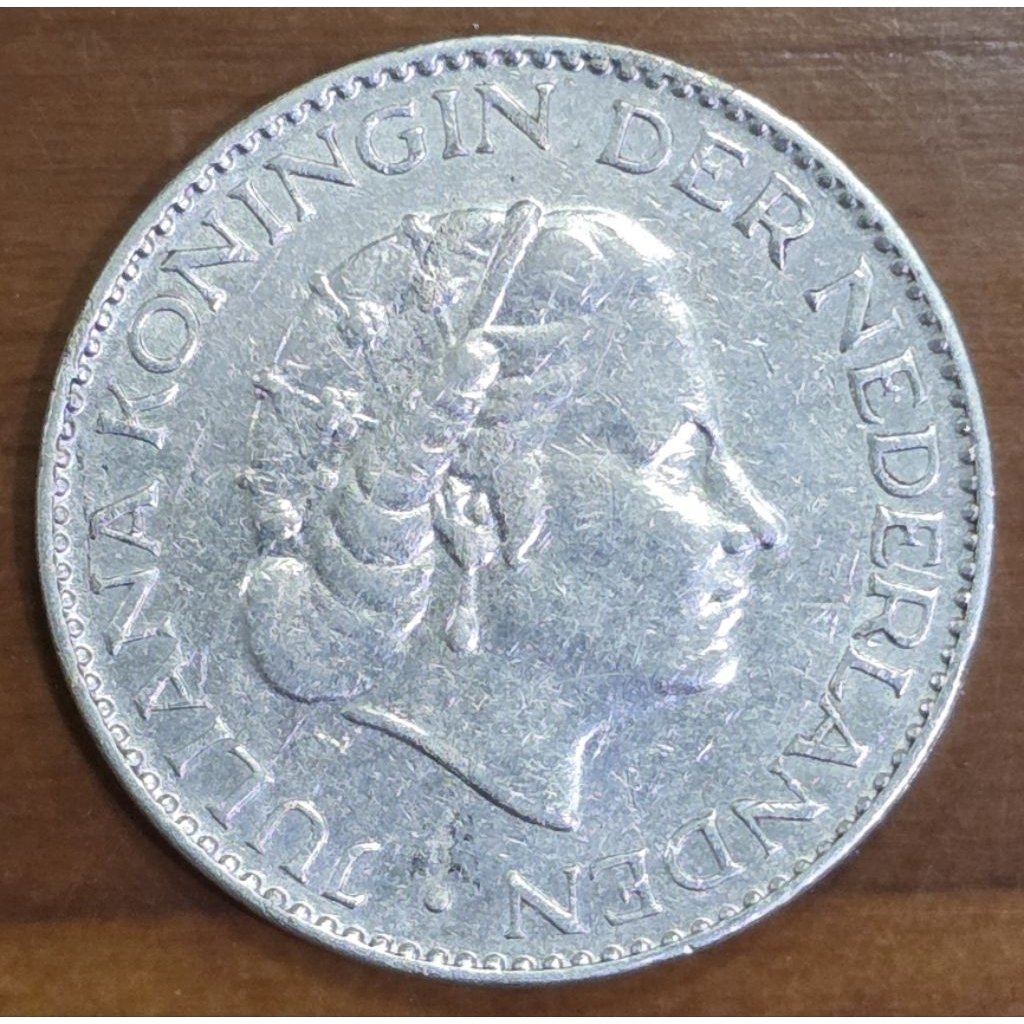 Koin Perak 1 Gulden 1955 Juliana Netherlands