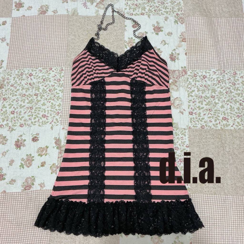 d.i.a. dia dia pink black halter dress vintage flare cottagecore fairy core y2k gothic goth grunge c