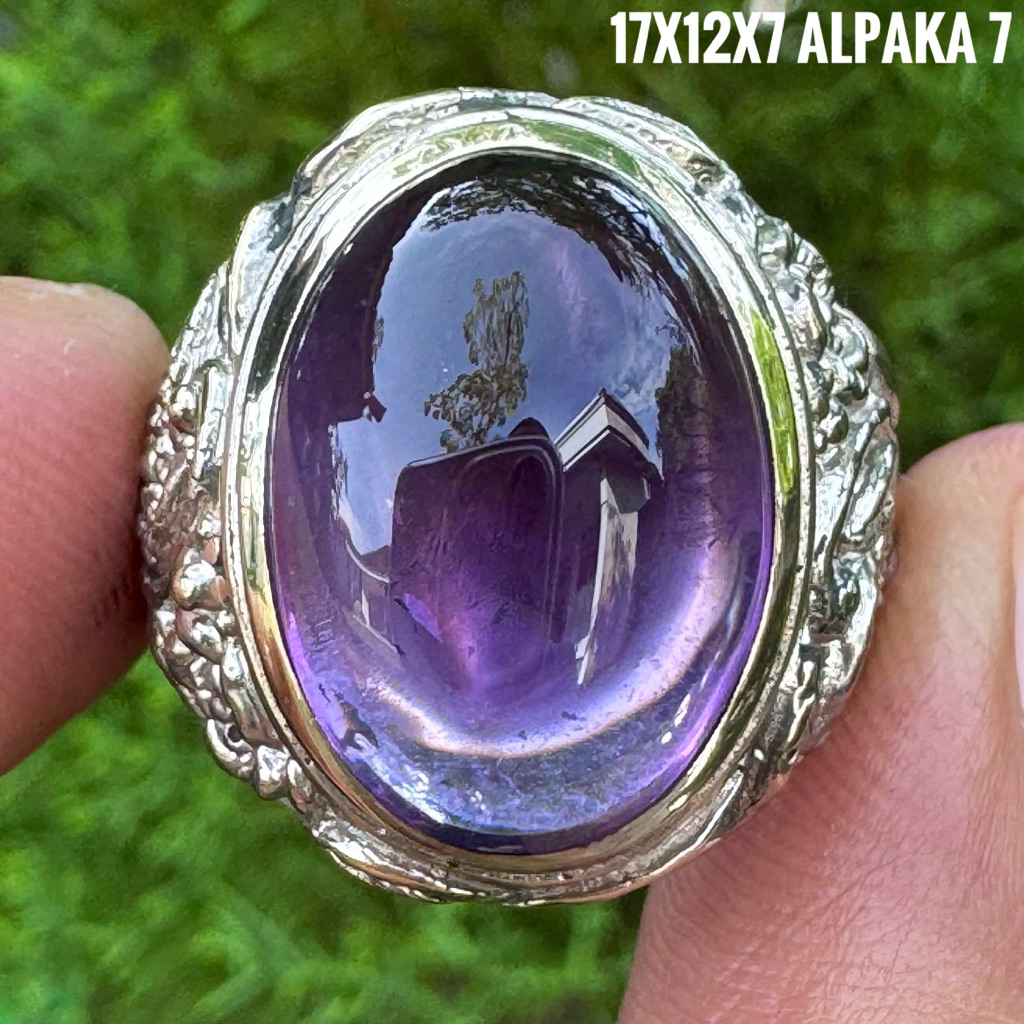 Cincin Batu Akik Natural Kecubung Amethys (Asli Alam)