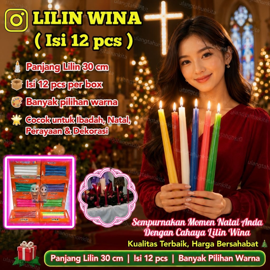 (Ukuran Besar)Lilin Natal,Lilin Malam Kudus,Lilin Christmas,Lilin Warna,Lilin Tinggi,Lilin Wina besa