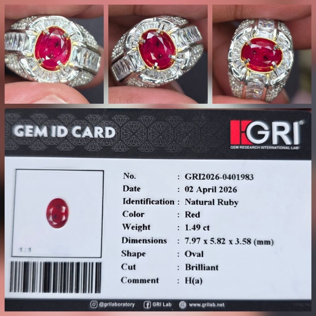 Batu Natural Red Ruby Heat A Memo 1.49 crt