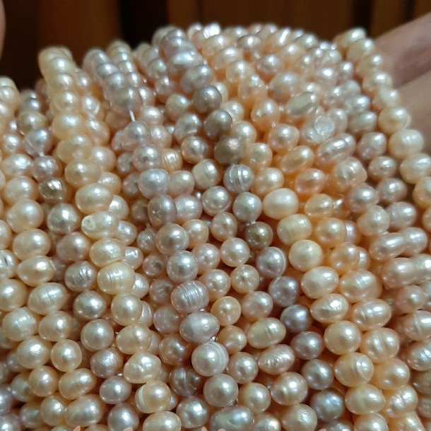 Rentengan Mutiara Air Tawar Asli 4-6mm | Mutiara Air Tawar Untai | Mutiara Air Tawar String | Strand