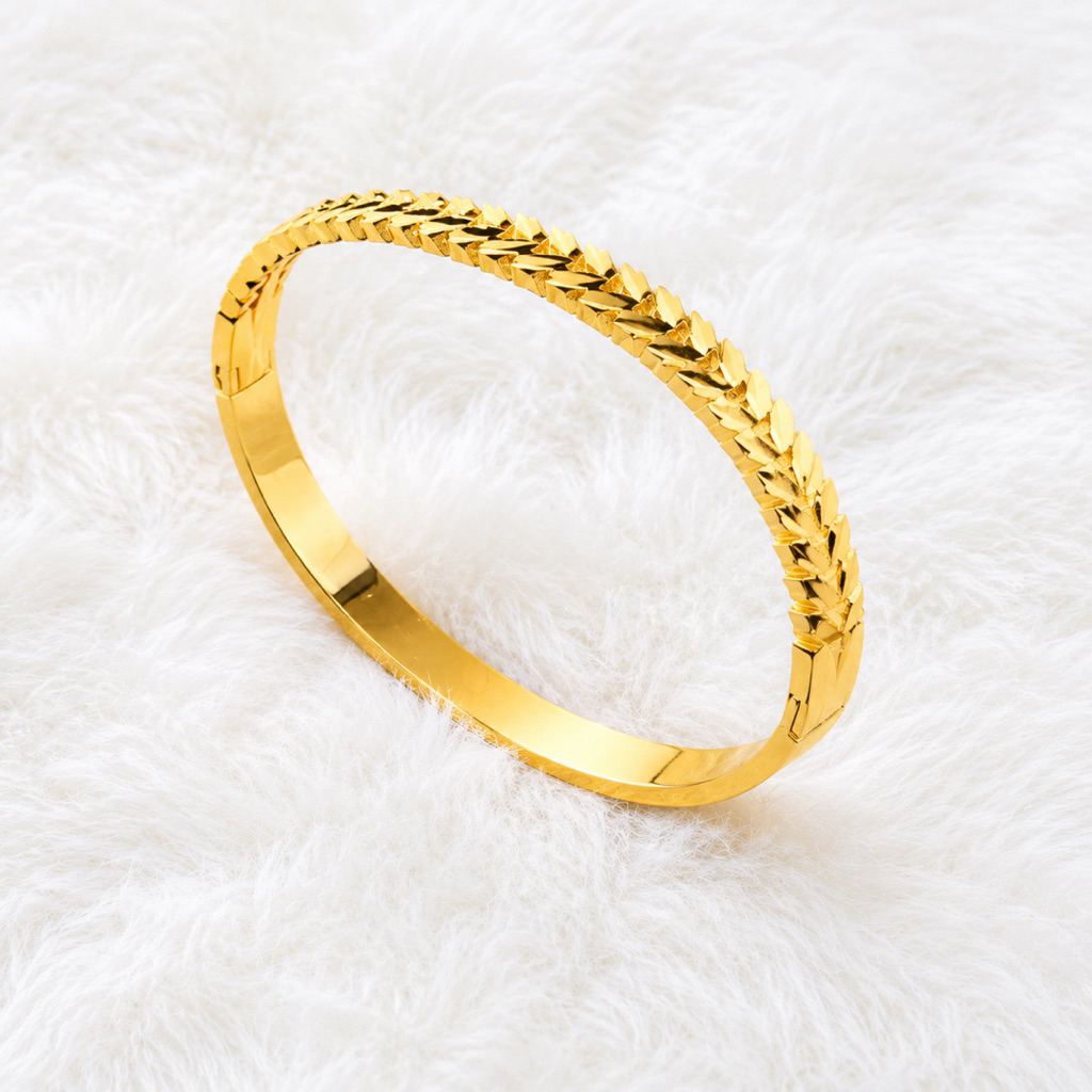 Luxette | Gelang Titanium wanita oval Daun Gelang cewek Titanium oval Daun