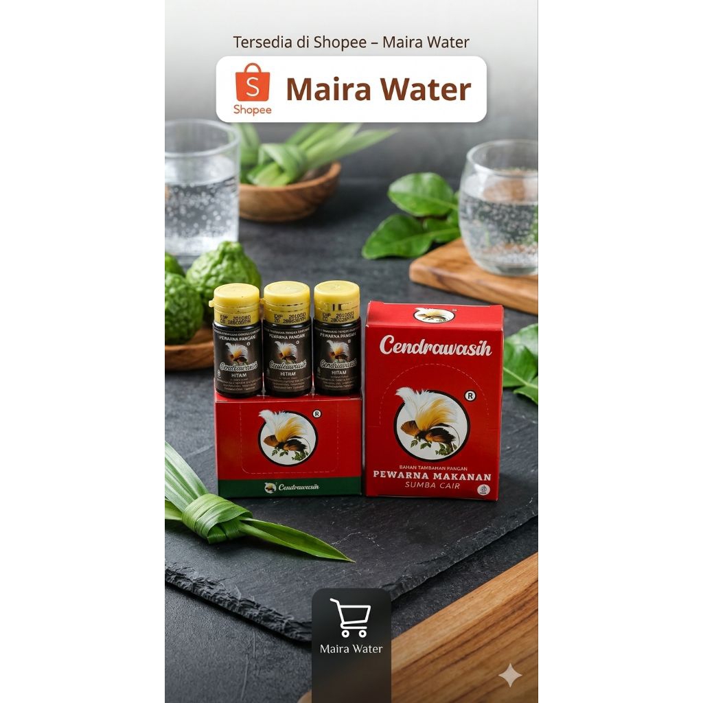 Pewarna Makanan Hitam/Sumba cair 15ml cendrawasih,free buble wrap