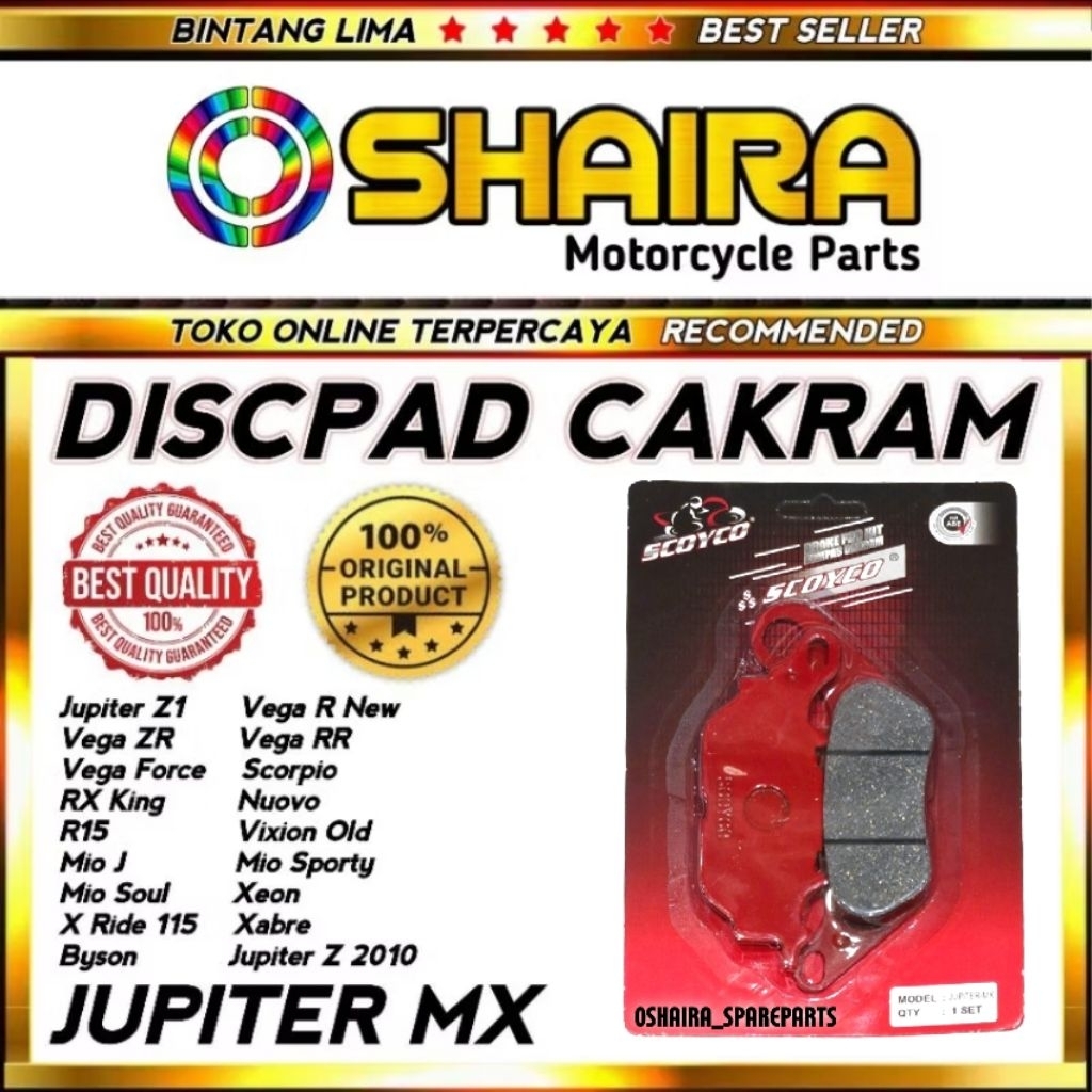 DISPAD/KAMPAS REM DEPAN JUPITER MX/MIO SPORTY/VIXION/VEGA ZR/BERKUALITAS KAMPAS REM DEPAN MIO SPORTY