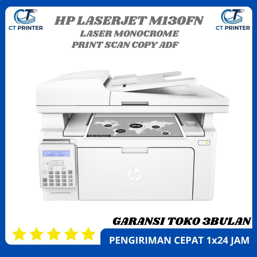 Printer Hp LaserJet Pro mfp M130fn Print scan copy fax mesin fotocopy