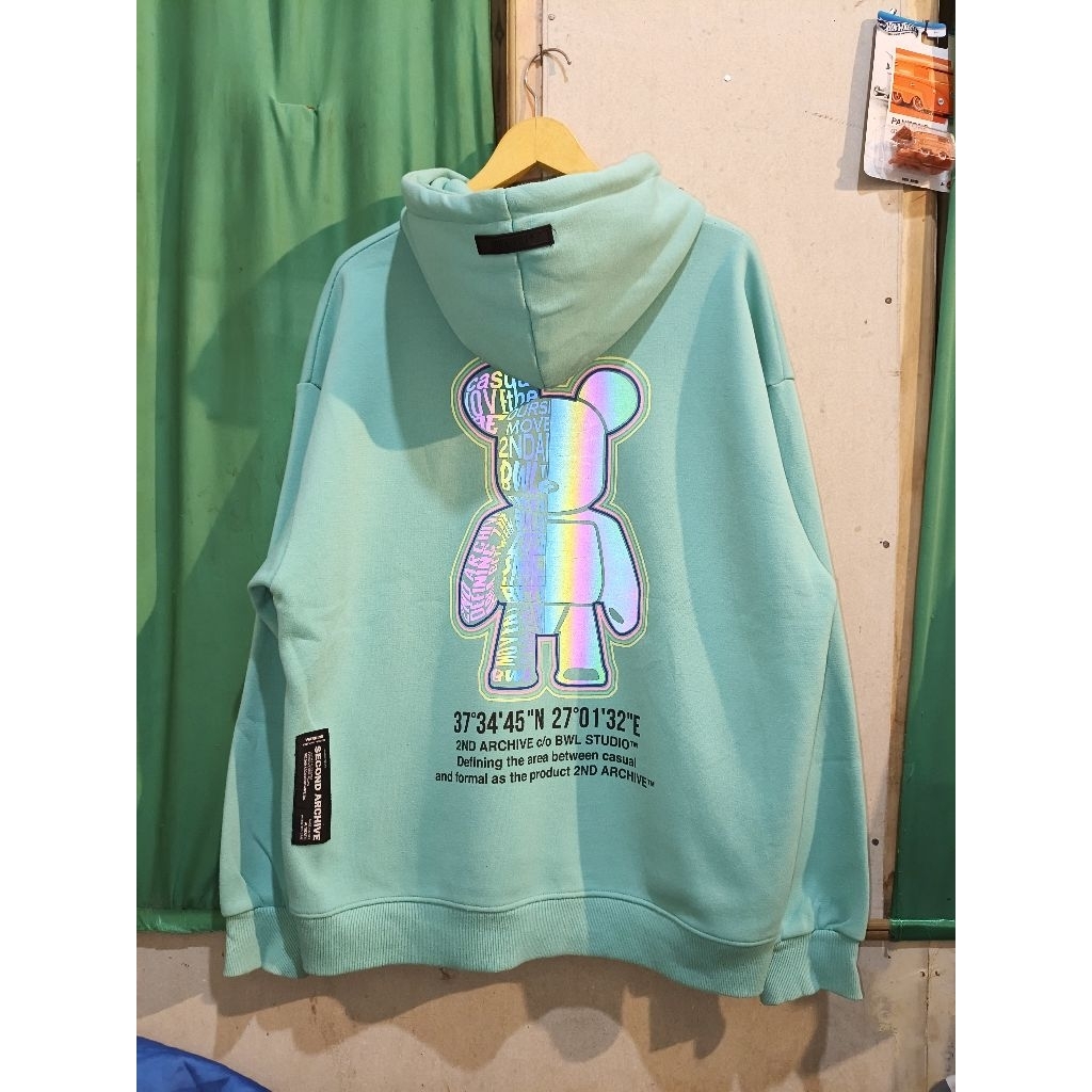 Hoodie Brand Rare Item 2nd Archive Reflektif Hijau