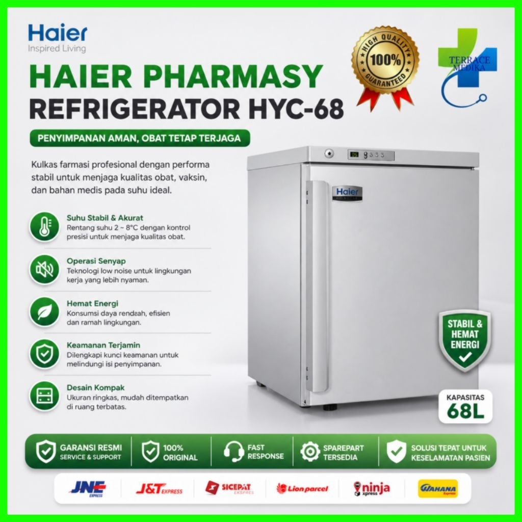 Kulkas Pharmasy Haier HYC-68 / Refrigerator Haier HYC-68 / Kulkas Vaksin Haier 68 Liter / Kulkas Unt