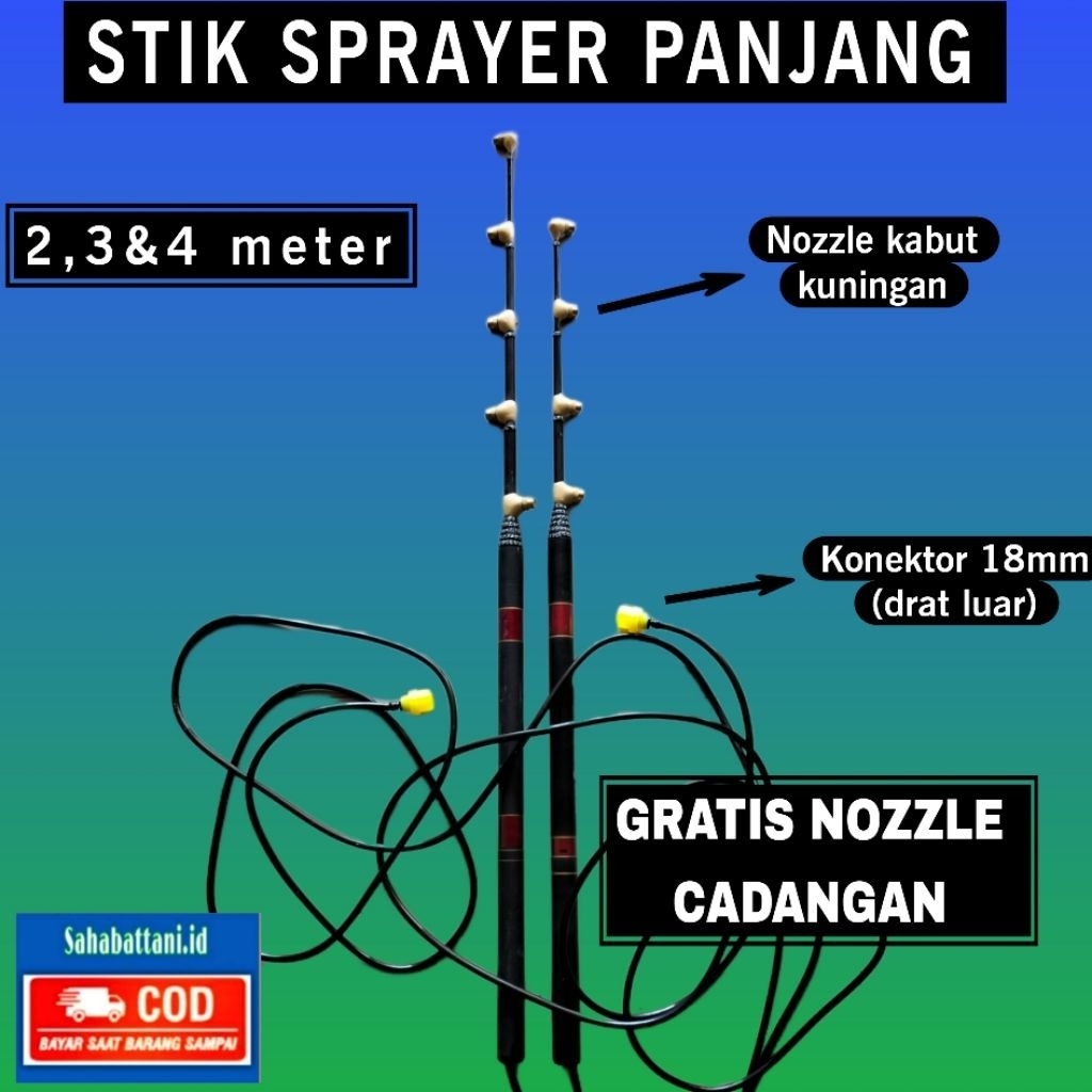 Stik sprayer nozzle kabut 5 mata nozzle panjang 2.5 & 3 meter/ Stik Pertanian sawah kebun ladang tan