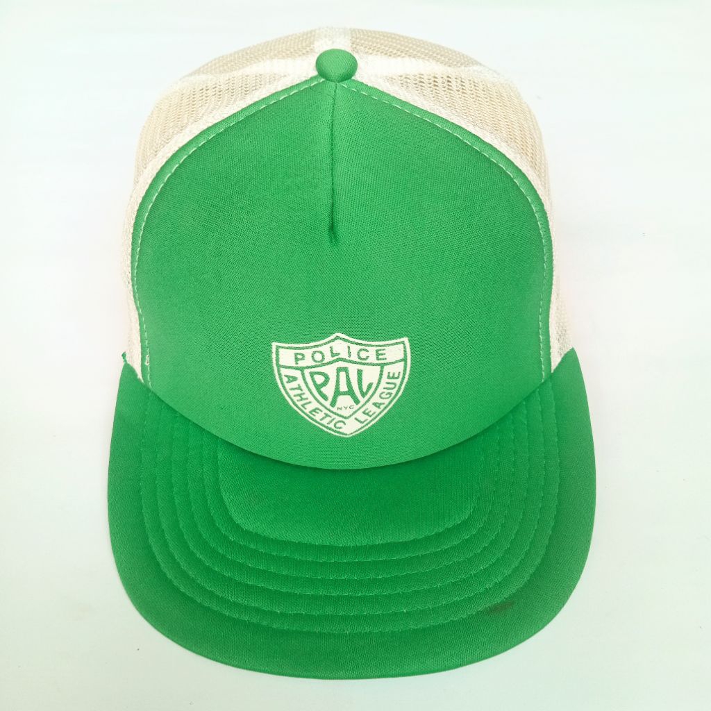 100% Original Topi Lawas Trucker Vintage KC PAL NYC Police Athletic League Hijau Second Ori 90s