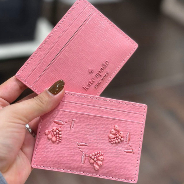 ORIGINAL 100% DOMPET KARTU CARD CASE KS KN759 FLORAL EMBELLIS SMALL SLIM CARD HOLDER WALLET