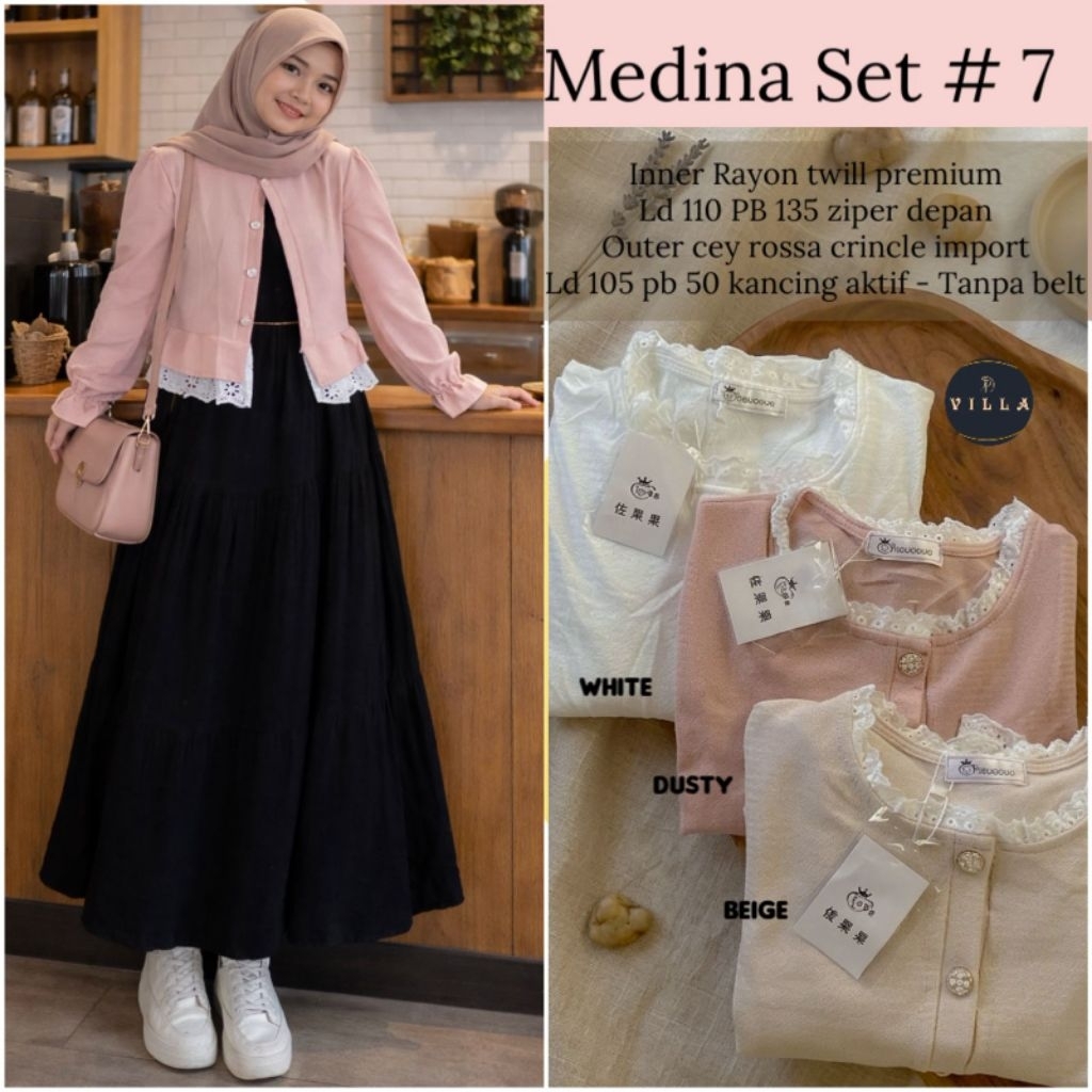MEDINA MERLIN GADI SET BY VILLA SET INNER KUTUNG RAYON PREMIUM CARDI BABYKNIT IMPORT OVERALL JEANS S