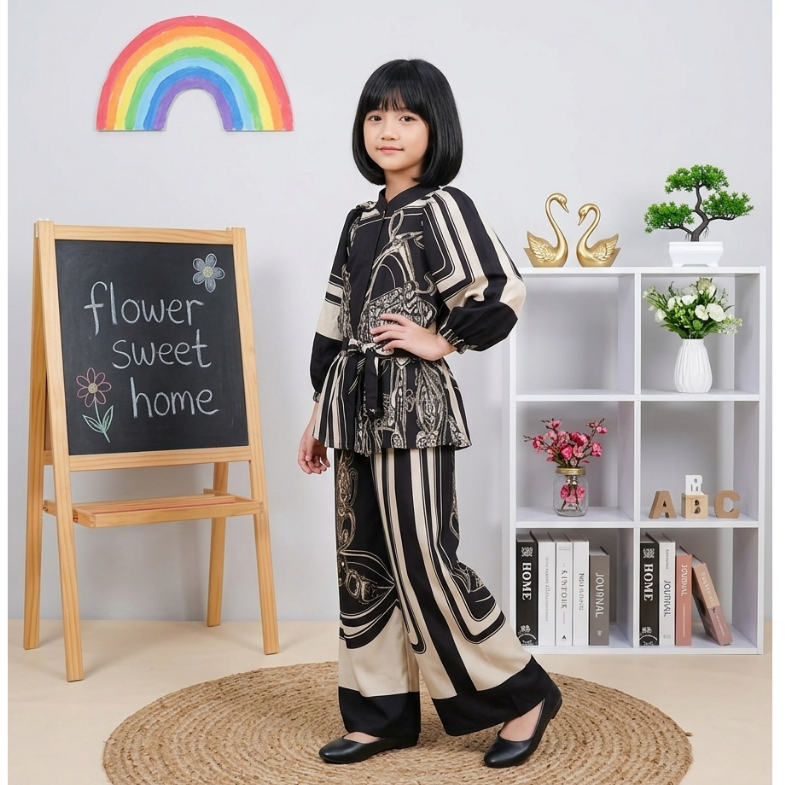 Setelan Viral Model Rayon Armor Bahan Rayon premium Anak Perempuan Umur 3-10 Tahun - HanaBalQuesKids