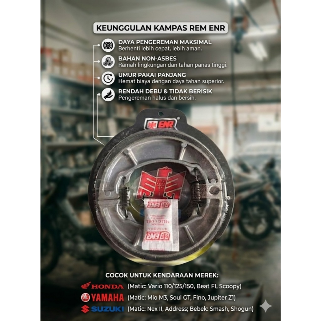 Kampas rem belakang tromol ENR untuk Vario (tipe KZL/K44)