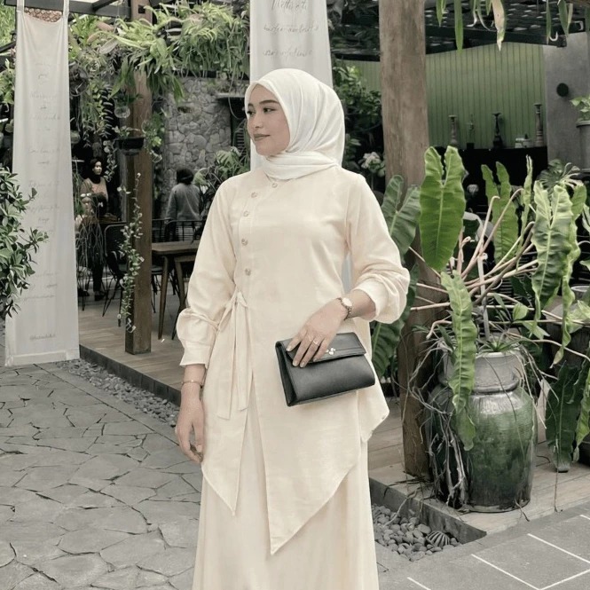 Aruna Tunik Wanita Busui Kekinian Lengan Panjang Tunik Atasan Tali Samping Modern Kondangan