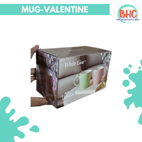 MUG SET VALENTINE ISI 2 PCS WHITE LINE