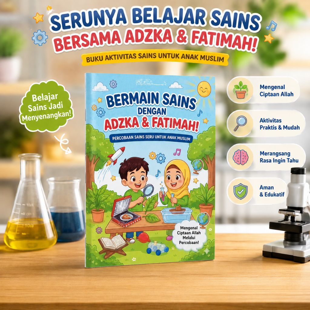 Buku Eksperimen Sains Anak TK SD - Bermain Sains dengan Adzka & Fatimah Original