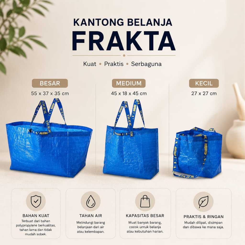 Tas Belanja Lipat Serbaguna Kapasitas Besar 36L 71L | Shopping Bag Pasar Waterproof Multifungsi Emak