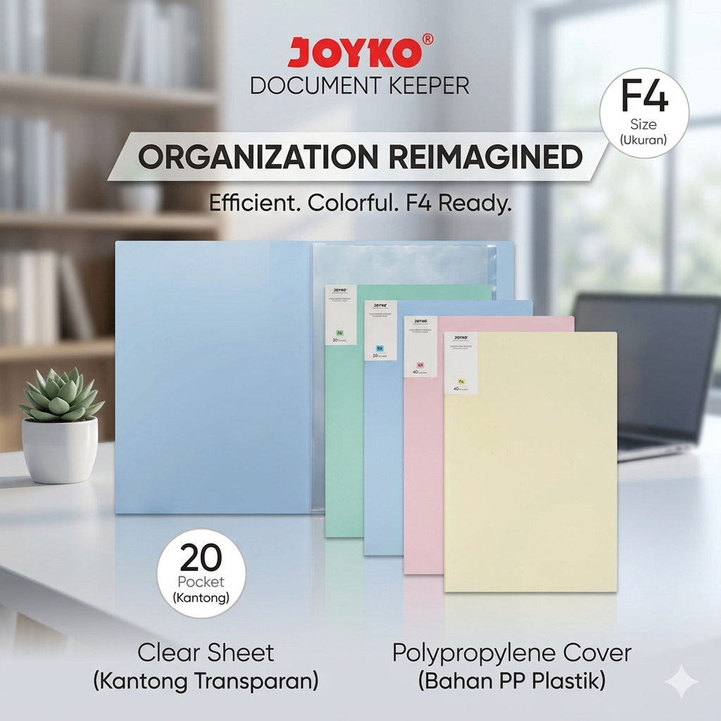 Clear Holder Joyko DK-B20F4 Folio 20 Lbr Document Keeper Folder Pastel