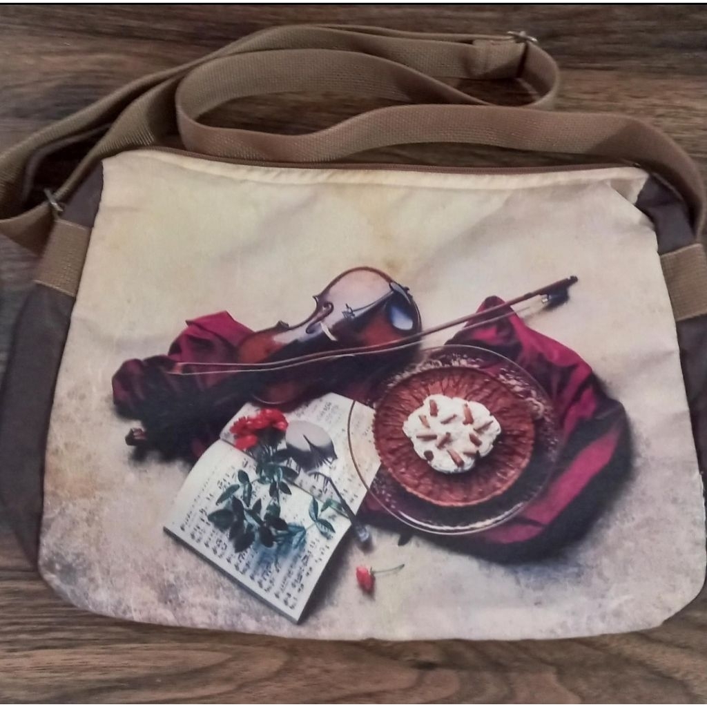 tas selempang gambar biola oleh oleh ulang tahun hobi biola