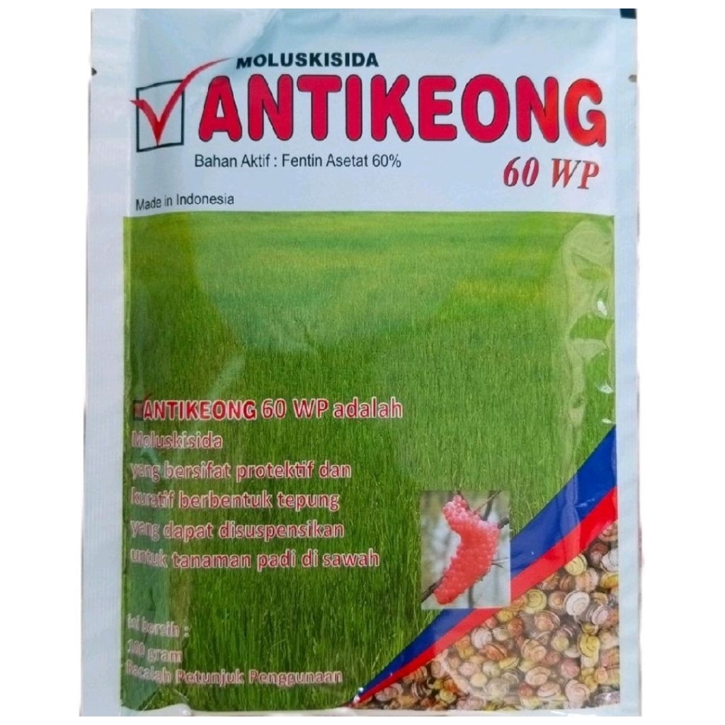 Antikeong 60 wp 100 gram. Obat hama keong sawah, bekerja dengan cepat tuntaskan keong sawah, padi tu