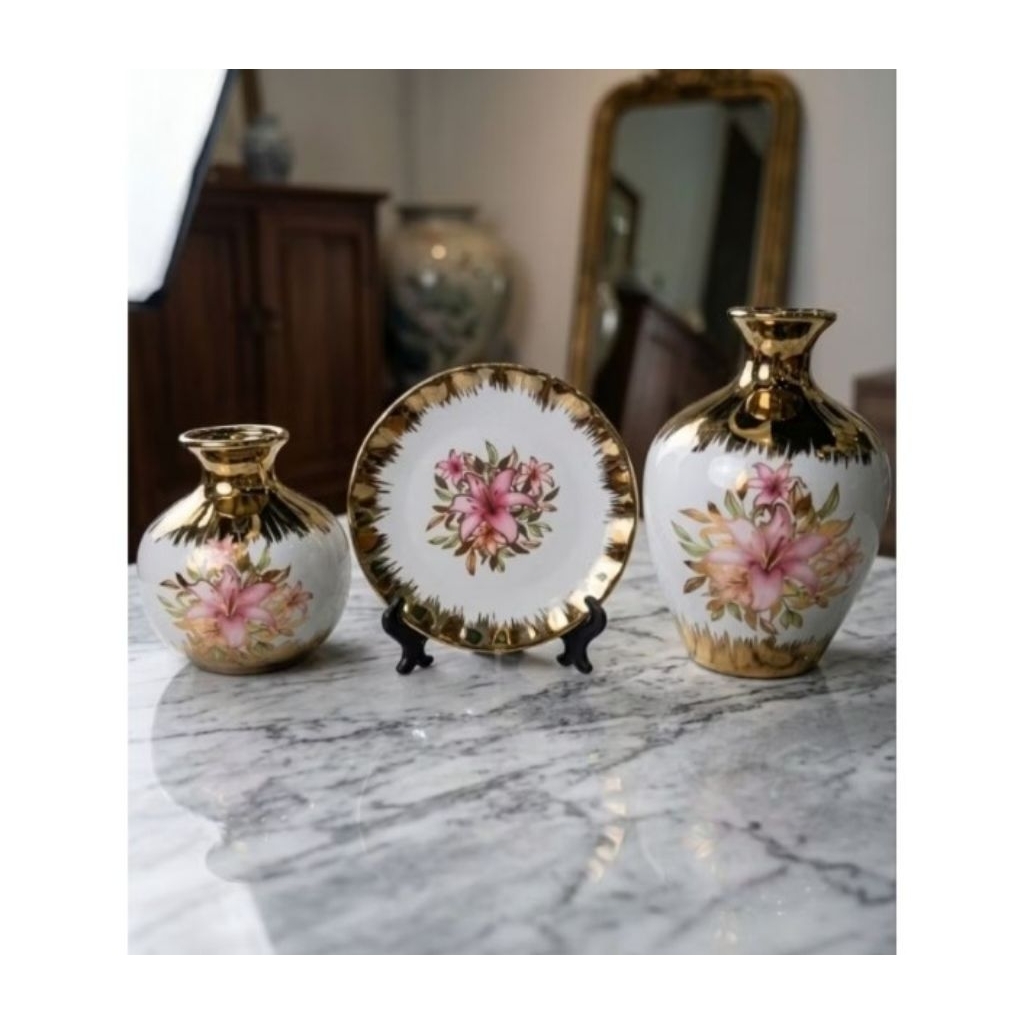 Pajangan Meja guci Mini Set 3 Keramii Murah Dekorasi Rumah Import